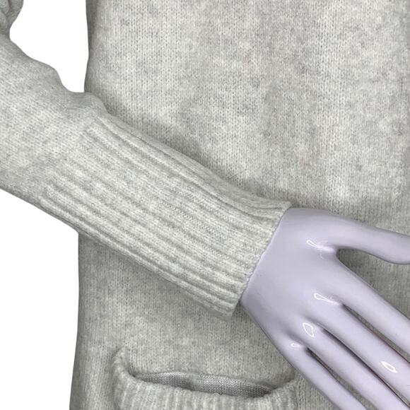 Calvin Klein Long Cardigan Knit Front Pockets Size M Heathered Beige/Gray - Picture 3 of 13
